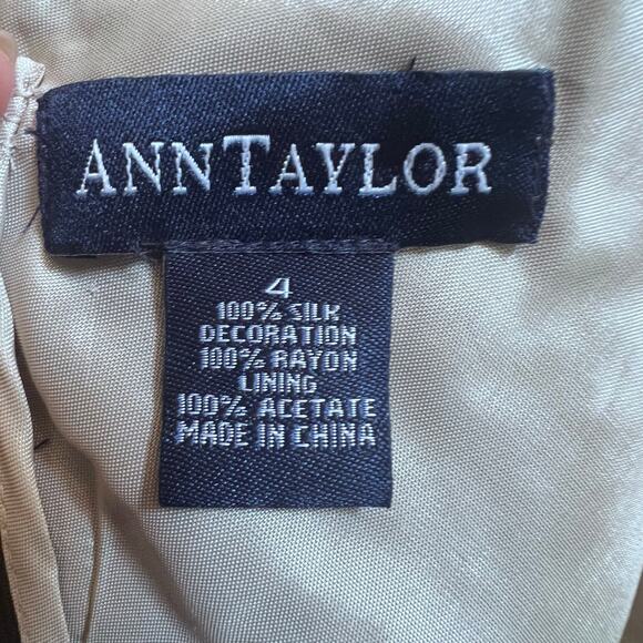 Vtg Ann Taylor V-Neck Silk Beaded Black Midi Formal Dress Wedding Guest Size 4 - Picture 5 of 7